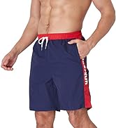 JustSun Mens Swim Shorts with Multi-Pockets Waterproof Quick Dry Swim Trunks