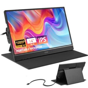 G-STORY 14" Portable Dual Monitor for Laptop Screen Extender 1080P Full HD One USB-A Cable Connect for 11.6-16Inch Laptop Portable Workstation(Dual Screen)
