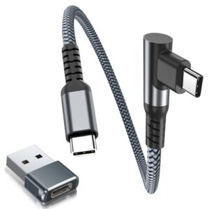 BASESAILOR USB C to USB C 100W Cable Right Angle with USB Adapter 0.3M
