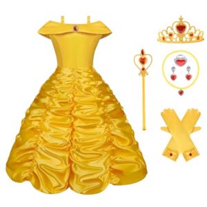Vicloon 9 Pcs Princess Belle Costume Dress