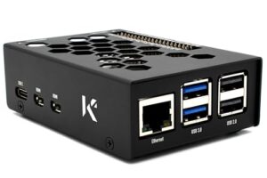 KKSB Raspberry Pi 5 Case - Sandblasted Aluminium - Space for Raspberry Pi 5 Heatsink Fan - Laser Ecthed Pin Labels - Integrated Start Butto