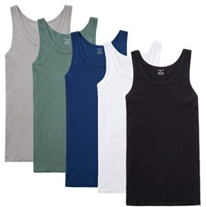 NUOZA 5 Pack Men's Vest 100% Cotton Multiple Colors and Sizes