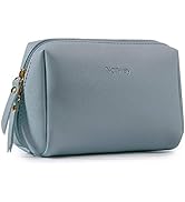 Travel Makeup Bag Large Cosmetic Bag Make up Case Organizer for Women and Girls (Blue Leaf)