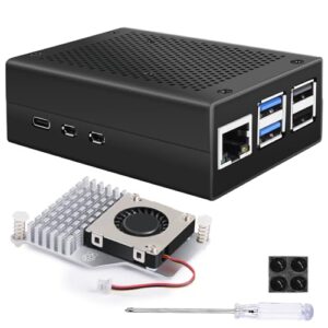 Miuzei Metal Case for Raspberry Pi 5 with Official Active Cooler Fan，Aluminum cooling case with PWM Fan and Heatsink for Raspberry Pi 5 4GB/8GB (No Pi Board)