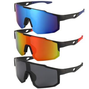 Zuimei 3 Pcs Cycling Sunglasses for Men Women