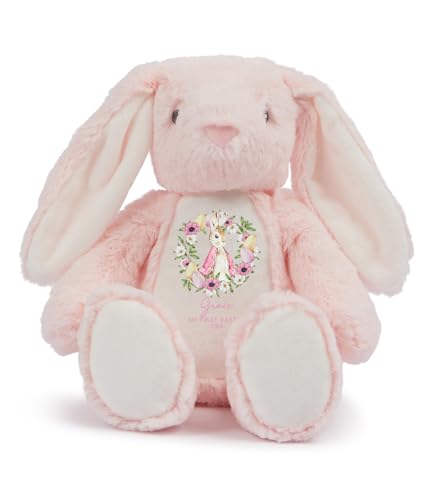 Hoolaroo Personalised First Easter Gift for Babies Pink Bunny Teddy Bear Baby Girl My 1st Easter New Baby Gift Rabbit Present Keepsake