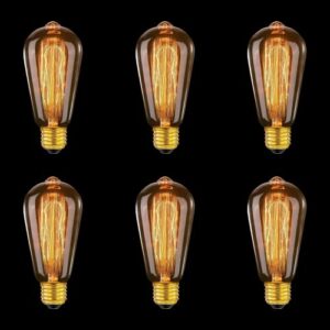 MLOQI 6 Pack 40W Vintage Edison Light Bulbs E27 Squirrel Cage Shaped Tungsten Filament Light Bulb for Lamp Classic Antique            [Energy Class A]