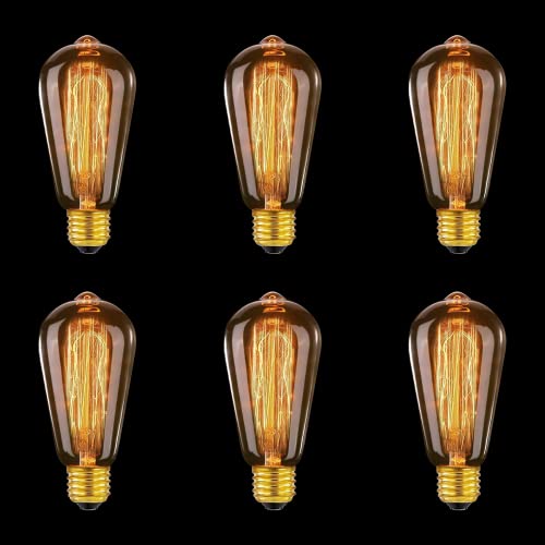 MLOQI 6 Pack 40W Vintage Edison Light Bulbs E27 Squirrel Cage Shaped Tungsten Filament Light Bulb for Lamp Classic Antique            [Energy Class A]