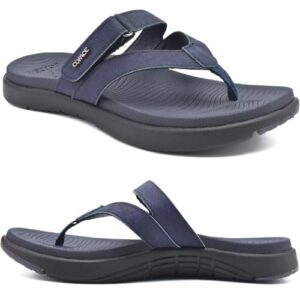 COFACE Womens Orthopedic Flip Flops Ladies Slip On Athletic Yoga Mat Memory Foam Cushion Thong Sandals Comfy Plantar Fasciitis Arch Suppo