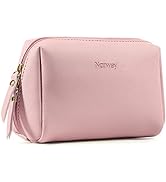 Small Vegan Leather Makeup Bag for Purse Travel Makeup Pouch Mini Cosmetic Bag for Women Girls (P...