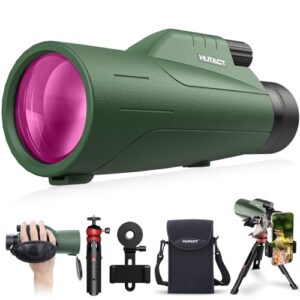 HUTACT 12x56 High Power Monocular Telescope with Smartphone Adapter &Tripod