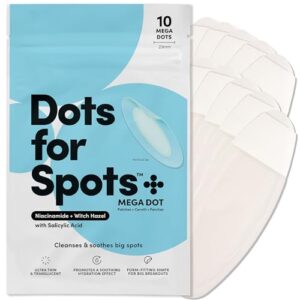 Dots for Spots Mega Dot Pimple Patches - Pack of 10 Niacinamide Formula Acne Patch for Face and Body - Discreet Design