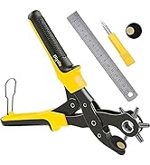 Leather Hole Punch, [Upgraded Version][Perfect Full Set] Diyife Belt Puncher, Heavy Duty Revolvin...