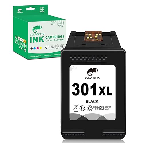 COLORETTO 301XL Black for HP 301 XL Compatible with Envy 4500 4502 4504 4507 5530 5532 Deskjet 1000 3050A 3055A 1510 1512 2050 2540 OfficeJet 2620 2622 High Yield Printer Ink Cartridge Replaceme