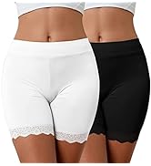 Voqeen Womens 3 Pack Safety Boxer Shorts Cotton Lace Anti Chafing Long Leg Knickers Underwear Lad...