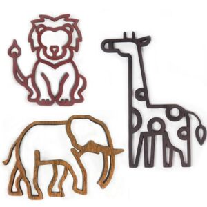 Safari Animals - Set of 3 - Safari Nursery Accessories for Newborn Baby boy and Baby Girl