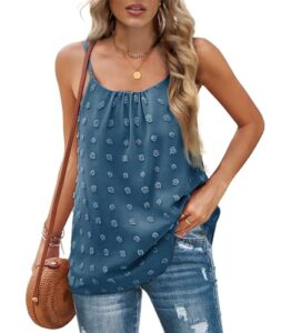 Aokosor Vests for Women Summer Tops Adjustable Strap Swiss Dot Chiffon Sleeveless Tank