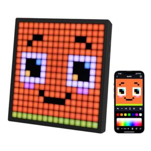 REYLAX LED Pixel Art Display 16x16-Smart Alarm Clock RGB Pixel Matrix Panel DIY Graffiti Animations Patterns Text Programmable LED Sign for Gaming Room Desk Accessories for Kids Adults