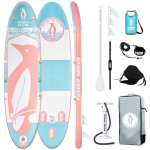 Tuxedo Sailor Inflatable Stand Up Paddle Board SUP Yoga Board Complete Accessories Adjustable Paddleboard