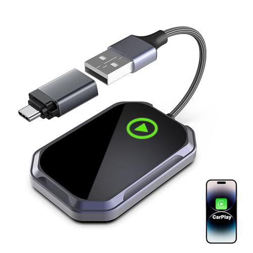 Airlovers Wireless CarPlay Adapter | 2024 New Aluminum Alloy and Tempered Glass Design with Embedded High-end Chip for Ultra-Low Latency and Multi-User Switching Capability