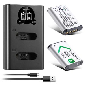 ENEGON NP-BX1 Battery (1300mAh 2-Pack) and LCD Charger Kit Compatible with Sony NP-BX1 and Sony ZV-1