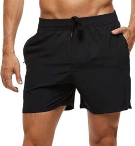 YuKaiChen Men's Swimming Trunks Quick Dry Beach Shorts Casual Running Gym Shorts with Zipper Pockets and Mesh Lining