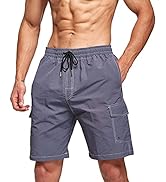 JustSun Mens Swim Shorts with Multi-Pockets Waterproof Quick Dry Swim Trunks