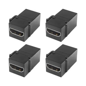 XMSJSIY HDMI Keystone Coupler Female to Female Wall Outlet Jack Adapter High-Speed 4K Insert for Standard Keystone Wall Plates - 4PCS (Black)