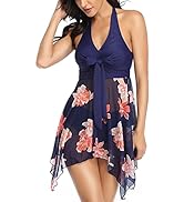 Voqeen Women's Two Piece Lace Up Bikini Swimsuit Sexy Printed Halter Triangle Top and Tie Side Bi...