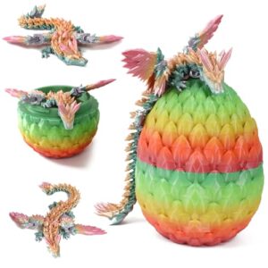 SINSEN 3D Printed Dragon in Egg Dragon Egg with Dragon inside Flexible Joints Dragon Egg Toy Articulated Dragon Crystal Dragon Home Office Decor Executive Desk Toys Gift for Kids Boys Girls