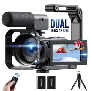 4K Video Camera Camcorder Dual Lens 56MP WiFi IR Night Vision Vlogging Camera for YouTube
