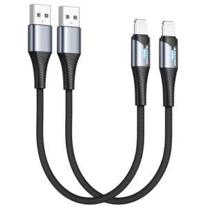 BLACKSYNCZE Short iPhone Charger Cable [2Pack 0.5M] Lightning Cable MFi Certified iPhone Cable Nylon Braided iPhone Fast Charging Cable for iPhone 14 13 12 11 Pro Max XR XS X 8 7 6s Plus 5s - Black
