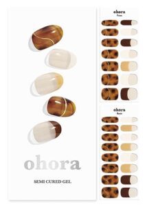 ohora Semi Cured Gel Nail Strips (N Amber French) - Works with Any Nail Lamps