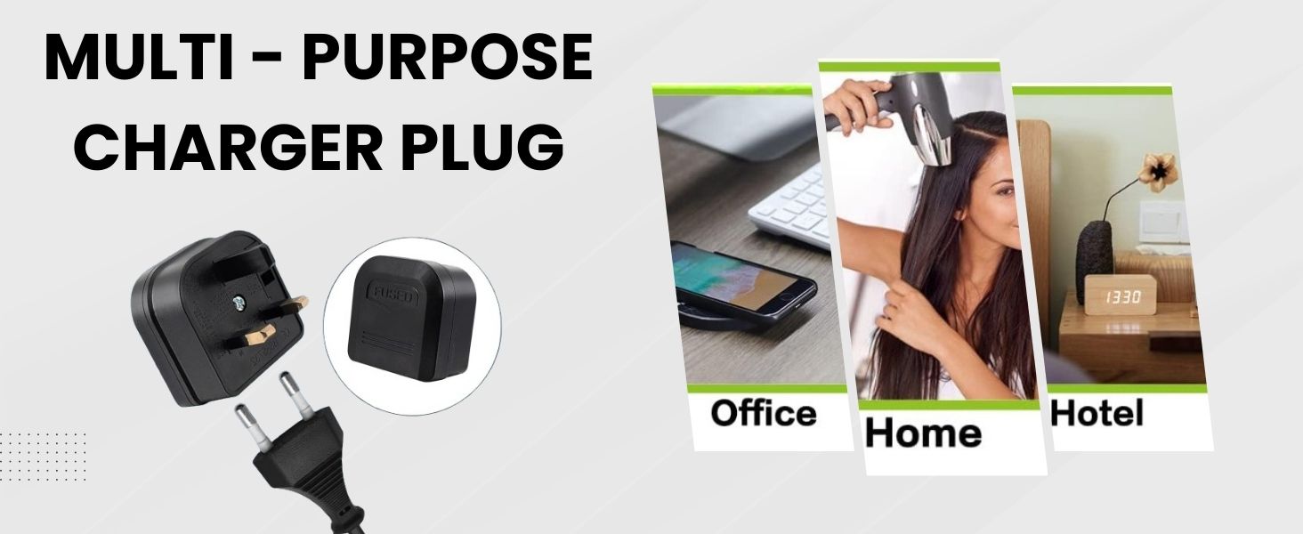 EU Plug to UK Socket Adaptor, EU to UK Plug Adaptor with 5A Fuse, Type C EU Plug to Type G UK