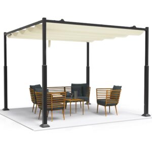 VOUNOT 3x3m Metal Pergola with Retractable Roof