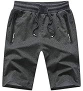 JustSun Mens Gym Shorts Sports Joggers Shorts with Zip Pockets