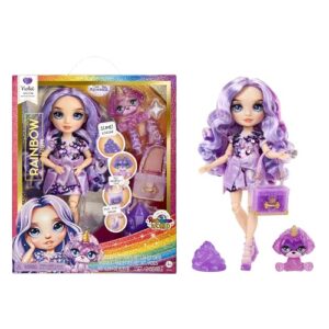 Rainbow High Fashion Doll with Slime & Pet - Violet (Purple) - 28 cm Shimmer Doll with Sparkle Slime