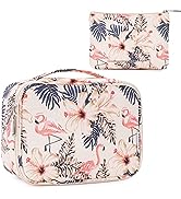 Travel Makeup Bag Large Cosmetic Bag Makeup Case Organizer for Women and Girls (Pink (Upgrade))