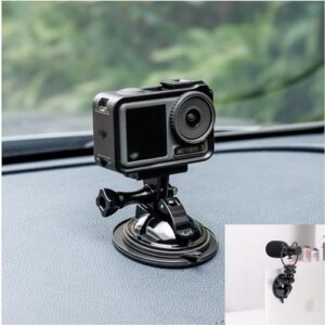JJC Suction Cup Mount for GoPro Hero/DJI Osmo Action camera Car Dash Holder & for LED MIC and 1/4"-20 Gear onto laptops and more
