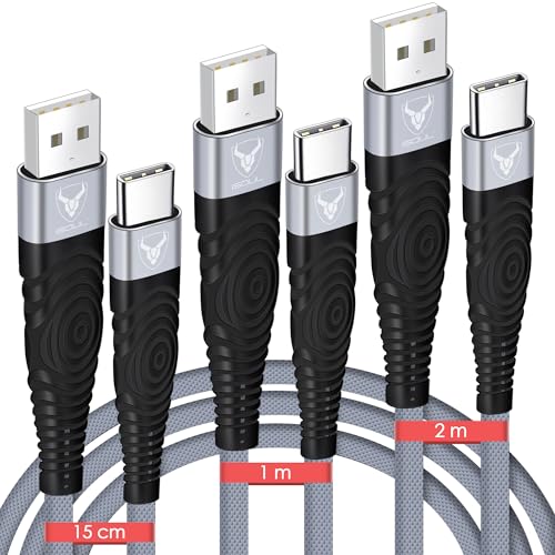 iSOUL USB C Charger Cable Type C Fast Charging Cable 3 Pack [15CM-1M-2M] Nylon Braided Charging Cable Type C USB-C Sync Cable for Samsung Huawei OnePlus Sony XZ Google Pixel.