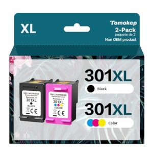 Tomokep 301XL Compatible Combo Pack Remanufactured for HP 301 XL Ink Cartridges Black and Colour High Yield Work with HP Envy 4500 4507 5530 5532 Deskjet 1000 1050 2050 2540 OfficeJet 2620 2622 463