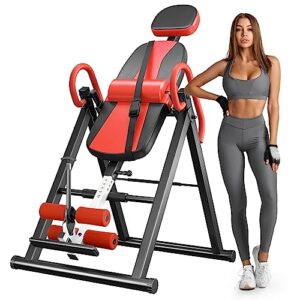 YOLEO Gravity Heavy Duty Inversion Table with Adjustable Headrest & Protective Belt Back Stretcher Machine for Pain Relief Therapy