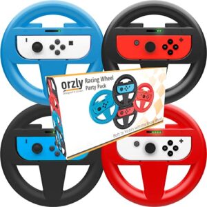 Orzly Steering Wheels for Nintendo Switch & OLED Console - Party Pack (4 Wheels)