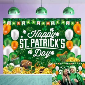 Happy St. Patrick's Day Backdrop 7x5FT Lucky Irish Shamrock Photography Background St. Patrick's Day Party Decorations Baby Shower Birthday Party Banner Photo Props