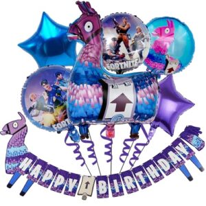 6pcs Video Game Foil Balloons 1pcs Large Banner