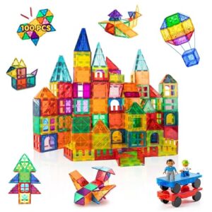 Azayar Magnetic Tiles 100 Pieces - Ultimate 3D Magnetic Building Blocks for Creative Kids | STEM Educational Toy Set for Ages 3+