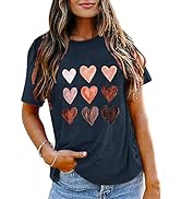 Voqeen T Shirts Women Summer Basic Tops V Neck Striped Short Sleeve Casual Loose Tee Fashion Swea...