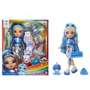 Rainbow High Fashion Doll with Slime & Pet - Skyler (Blue) - 28 cm Shimmer Doll with Sparkle Slime
