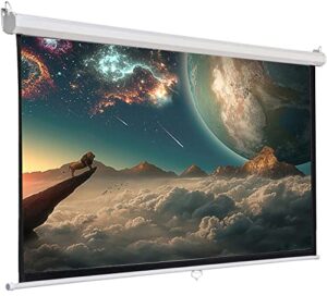 INMOZATA Pull Down Projector Screen White