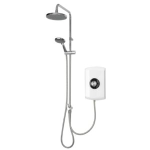 Triton Showers GEAMDU91 Amore DuElec | Shower Electric | 9.5KW | White Gloss I Electrical Showers | with Showerhead and Anti Twist Hose | Rainfall Shower Head | For Bathrooms